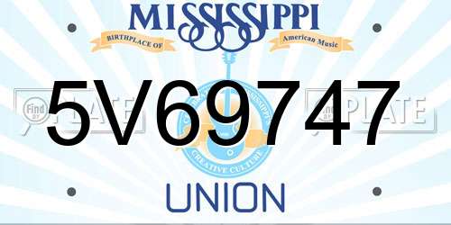 5V69747 Mississippi License Plate