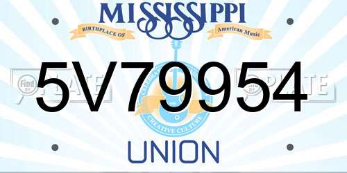 5V79954 Mississippi License Plate
