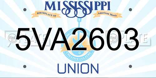 5VA2603 Mississippi License Plate