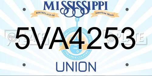 5VA4253 Mississippi License Plate