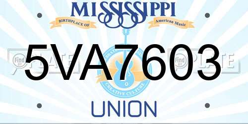 5VA7603 Mississippi License Plate