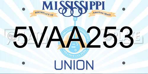 5VAA253 Mississippi License Plate