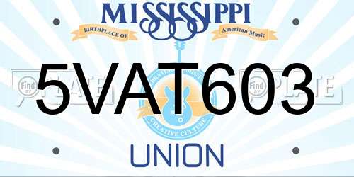 5VAT603 Mississippi License Plate