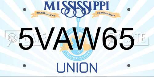 5VAW65 Mississippi License Plate