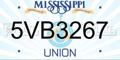 5VB3267 Mississippi License Plate