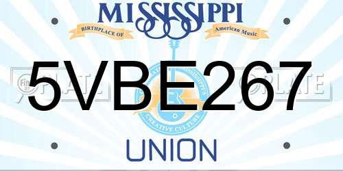 5VBE267 Mississippi License Plate