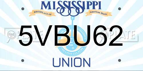 5VBU62 Mississippi License Plate