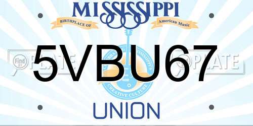 5VBU67 Mississippi License Plate