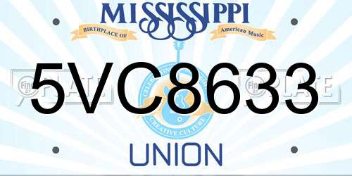 5VC8633 Mississippi License Plate