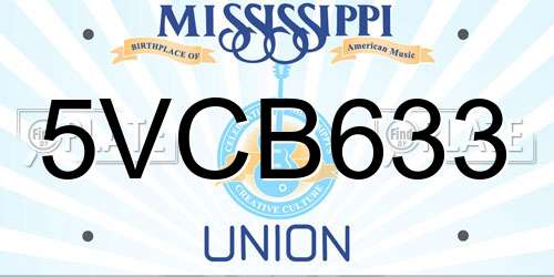 5VCB633 Mississippi License Plate