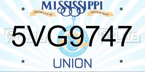 5VG9747 Mississippi License Plate