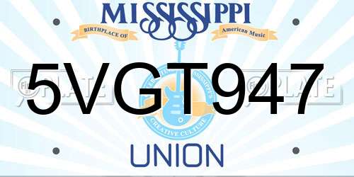 5VGT947 Mississippi License Plate