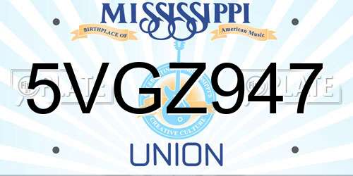 5VGZ947 Mississippi License Plate
