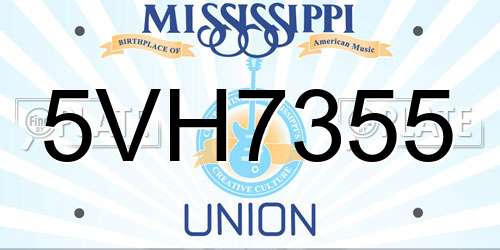 5VH7355 Mississippi License Plate