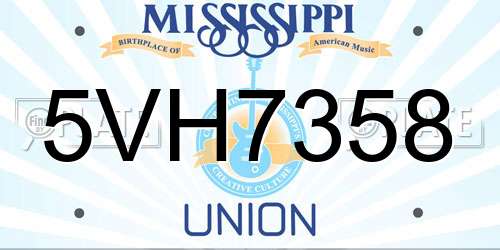 5VH7358 Mississippi License Plate