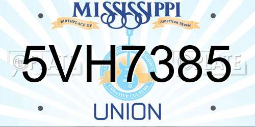 5VH7385 Mississippi License Plate