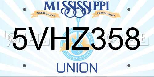 5VHZ358 Mississippi License Plate