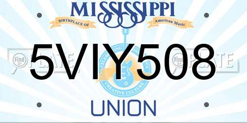 5VIY508 Mississippi License Plate