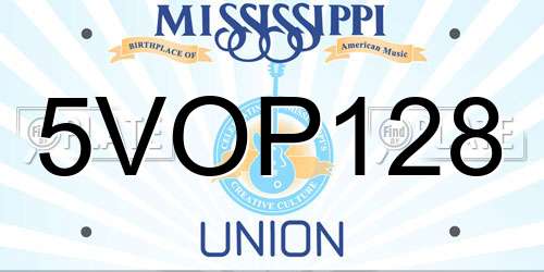5VOP128 Mississippi License Plate