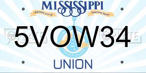 5VOW34 Mississippi License Plate