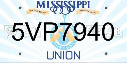 5VP7940 Mississippi License Plate