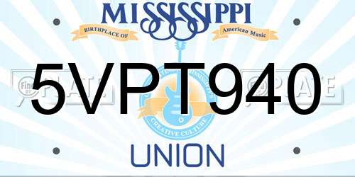 5VPT940 Mississippi License Plate