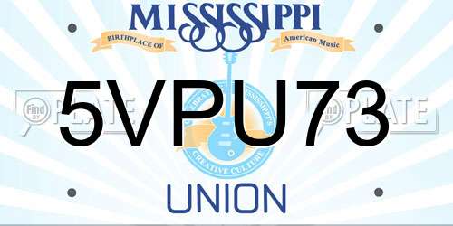 5VPU73 Mississippi License Plate