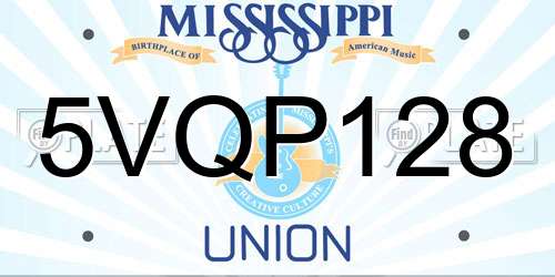 5VQP128 Mississippi License Plate