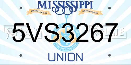 5VS3267 Mississippi License Plate