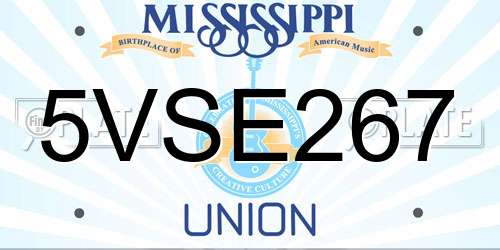 5VSE267 Mississippi License Plate