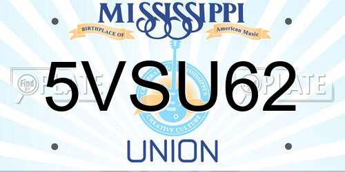 5VSU62 Mississippi License Plate