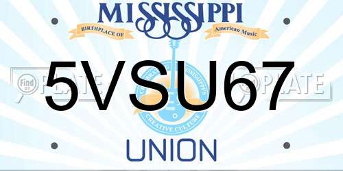 5VSU67 Mississippi License Plate