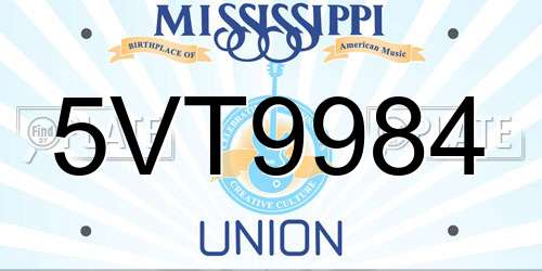 5VT9984 Mississippi License Plate