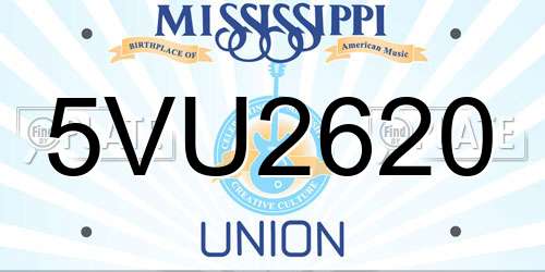5VU2620 Mississippi License Plate