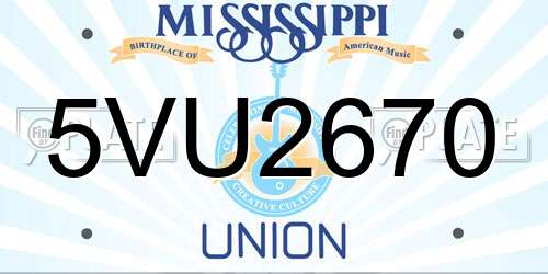 5VU2670 Mississippi License Plate