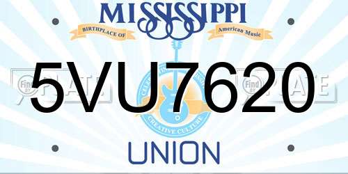 5VU7620 Mississippi License Plate