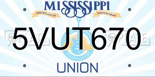 5VUT670 Mississippi License Plate