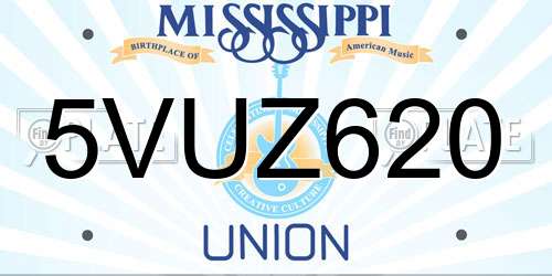 5VUZ620 Mississippi License Plate
