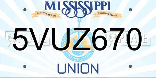 5VUZ670 Mississippi License Plate