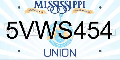 5VWS454 Mississippi License Plate