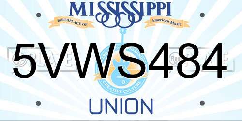 5VWS484 Mississippi License Plate