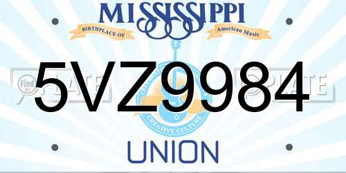 5VZ9984 Mississippi License Plate