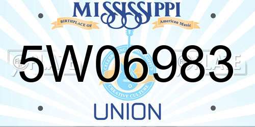 5W06983 Mississippi License Plate
