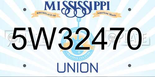 5W32470 Mississippi License Plate