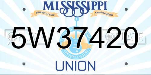 5W37420 Mississippi License Plate