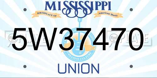 5W37470 Mississippi License Plate
