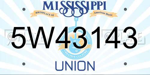 5W43143 Mississippi License Plate
