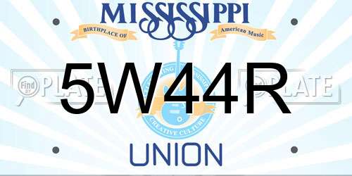 5W44R Mississippi License Plate