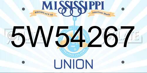 5W54267 Mississippi License Plate
