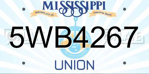 5WB4267 Mississippi License Plate